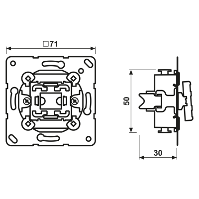 Jung 501 U Выключатель 1-клавишный (вставной) 10 AX 250 В~, 1-полюсный, 1-позиционный