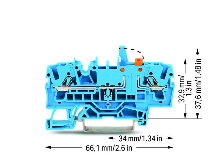 Wago 2002-1674/401-000 2-пров. клеммник с размыкателем, 0,25 - 2,5 (4) мм2, синий