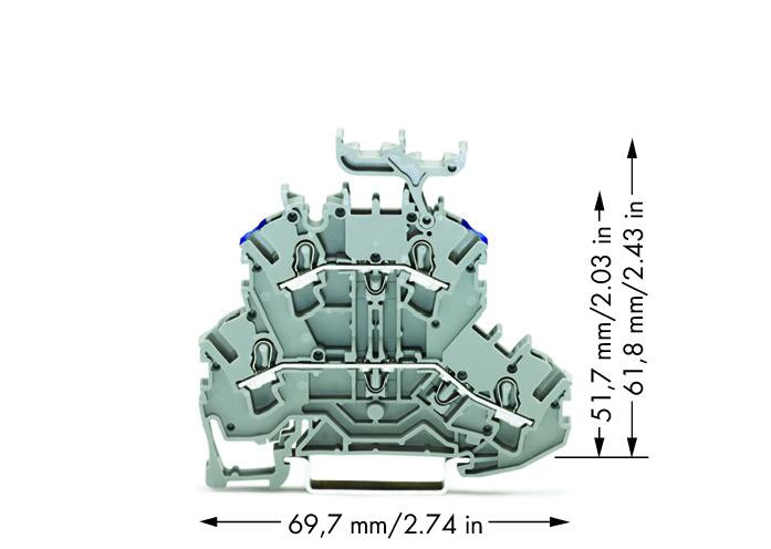 Wago 2002-2233 2-уровн. клемма, 0,25 - 2,5 (4) мм2, серая, L / N, держ. марк.