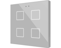 Zennio ZVIFR4S Flat RGB 4. Емкостный сенсорный переключатель с RGB-подсветкой Flat RGB, 4 кнопки, серебряный
