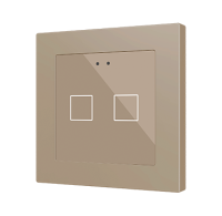 Zennio ZVIFR55X2C Flat RGB 55 X2. Емкостный сенсорный переключатель с RGB-подсветкой (55 x 55 мм), 2 кнопки, шампань