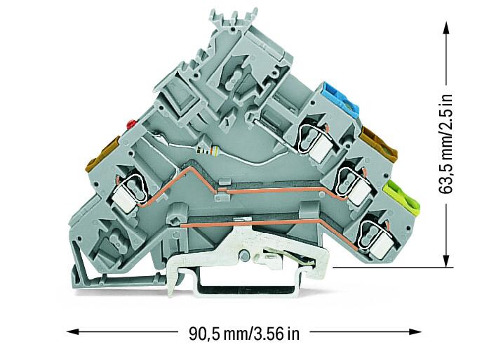 Wago 280-572/281-434 Клемма для исп. устройств С подключением общего провода Красный светодиод