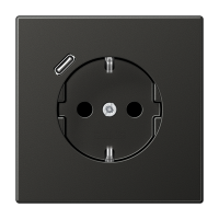 Jung AL1520-18CAN-L Розетка 2К+З 16А 250В~, с разъемом  USB Typ C, Антрацит (металл)