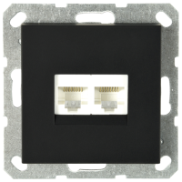 Jasmart Electric G6106PB Интернет-розетка RJ45 двойная с накладкой, цвет черный матовый (soft touch), G6106PB