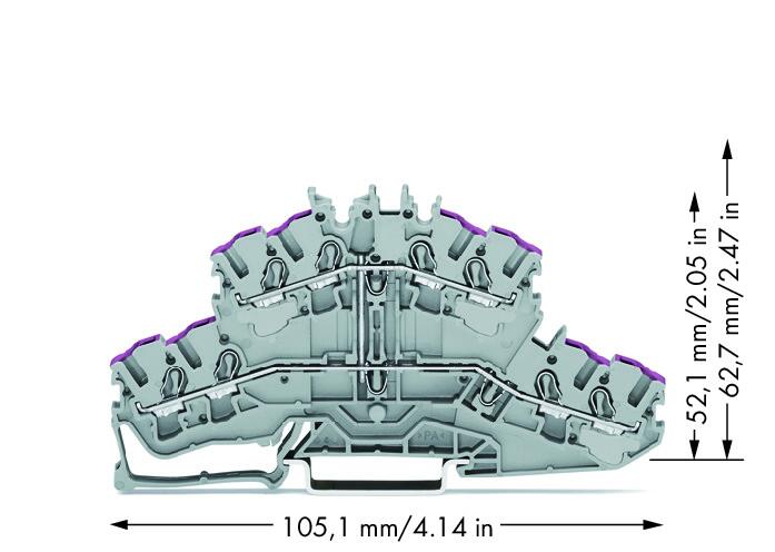 Wago 2002-2408 2-уровн. клемма, 0,25 - 2,5 (4) мм2, 4-пров., серая, L
