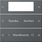 Gira 221228 Набор клавиш 2-местный Plus,  гравировка, цвет: Антрацит, оттенок: Лакированный