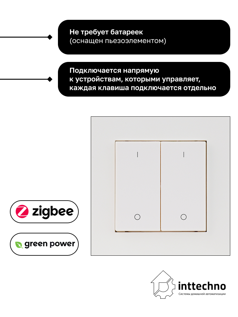 Inttechno INTGPDRS2MONO Беспроводной выключатель 2-клавишный