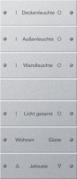 Gira 220626 Набор клавиш 6-местный (3+3),  гравировка, цвет: Серый, оттенок: Алюминиевый, лакированный