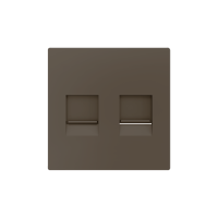 Zennio 830001303 ZS55, Декоративная накладка для разъема RJ45 55x55 мм, 2 вставки, Мокко