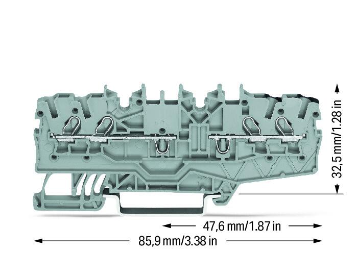 Wago 2000-2141 4-пров. двухпотенциальная клемма, 0,14 - 1 (1,5) мм2, с объедин., серая