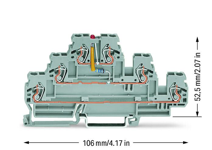Wago 870-593/281-434 Трехуровневая клемма со светодиодом 24 В постоянного тока С красным светодиодом