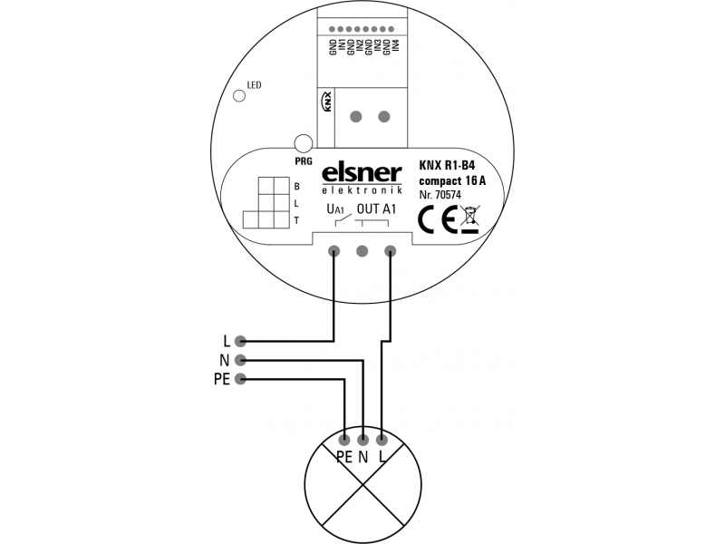 Elsner 70574 KNX R1-B4 компактный привод на 16 А с 1 беспотенциальным коммутационным выходом