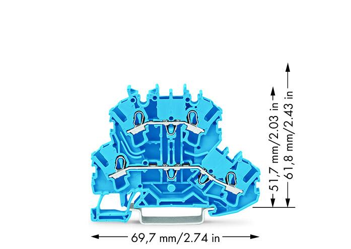 Wago 2002-2204 2-уровневая клемма, 0,25 - 2,5 (4) мм2, N/N, синяя