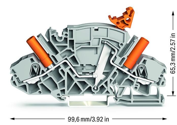 Wago 2007-8821 2-пров. клеммник с размыкателем, 0,5 - 6 (10) мм2, серый
