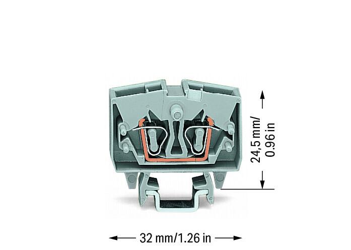 WAGO 264-701 2-пров. проходная клемма, 0,08 - 2,5 мм2, компакт., TS15, серая, цвет: Серый