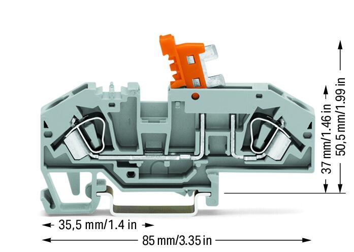 WAGO 282-697 2-пров. клеммник с размыкателем, перекидной ножевой, 0,2 - 6 мм2, серый, цвет: Серый