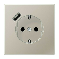 Jung ES1520-18A-L Розетка SCHUKO® с USB-зарядным устройством, тип А; термопласт; нержавеющая сталь