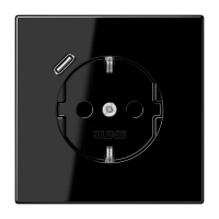 Jung LS 1520-18 C SW SCHUKO®-розетка 16 A 250 В ~, с зарядным устройством USB 1 x тип C, с дополнительной защитой,, Серия LS, чёрный