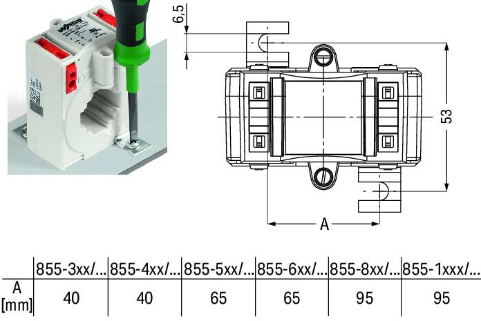 Wago 855-505/1000-1001 Трансформатор тока 1000/5 А