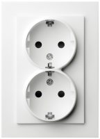 Jasmart Electric G5504W Розетка SCHUKO© двойная с защитными шторками 16A 250V~ 2P+T, цвет белый глянцевый, G5504W