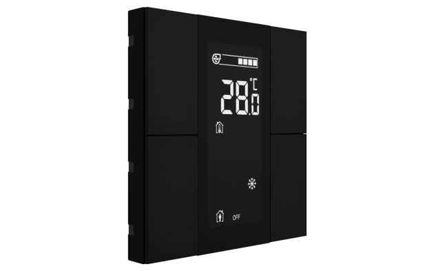 Interra ITR340-1411 iSwitch+ - 4-кнопочный KNX контроллер с ЖК-дисплеем, алюминий, черный матовый