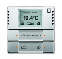 ABB 6124/01-866-500 Терморегулятор KNX с дисплеем, нержавеющая сталь, цвет: Нержавеющая сталь