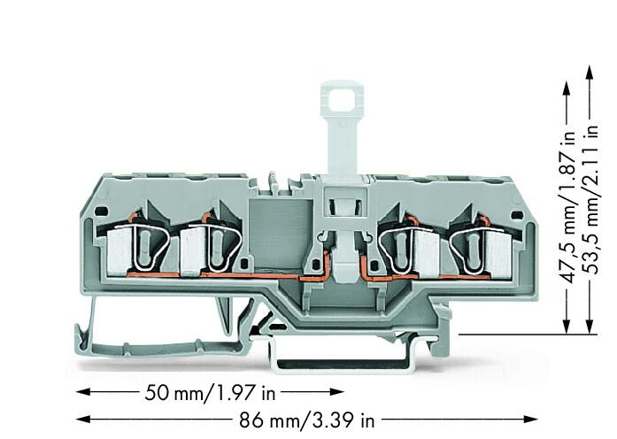 Wago 281-659 4-пров. клеммник с размыкателем, втычной, 0,08 - 4 мм2, серый