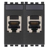 Basalte 403-03-BAS Розетка одинарная для скрытой установки 2 x RJ45 Cat5e UTP 403-03 Black
