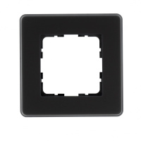 Jasmart Electric G1001GB-RM Стеклянная матовая закругленная рамка 1 пост , цвет черный, G1001GB-RM