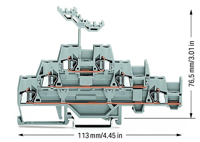 Wago 280-550 3-уровн. клемма, 0,08 - 2,5 мм2, серая L/L/L, перем.