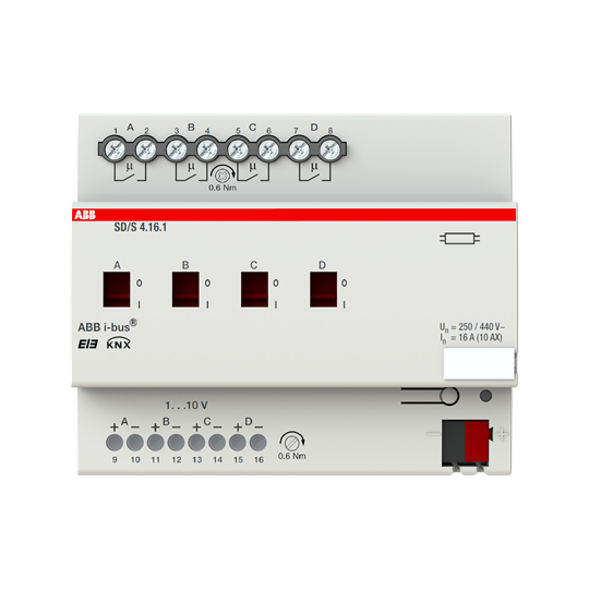 ABB SD/S 4.16.1 SD/S4.16.1 Актуатор переключателя/регулятора, 4-канальный, 16 А, MDRC
