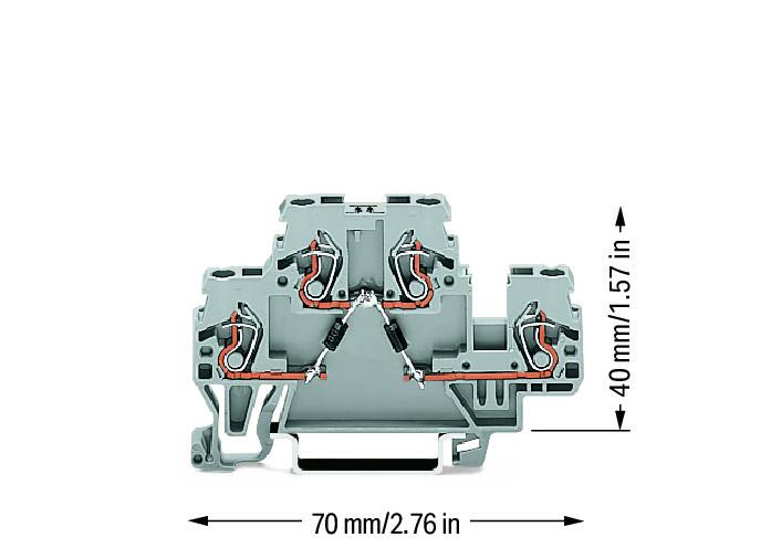 Wago 870-541/281-489 2-уров. диодная клемма, 0,08 - 2,5 (4) мм2, 1N4007(x2)