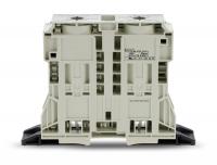 Wago 285-1163 2-conductor through terminal block, 185 mm², suitable for Ex e II alications, lateral marker slots, with fixing flanges, POWER CAGE CLAMP, 185,00 mm², light gray
