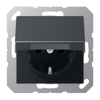 Jung A 1521 BFKIKL ANM SCHUKO®-розетка, 16 A 250 В ~, с дополнительной защитой,, Откидная крышка, Лакированный термопласт, Серия A, матовый антрацит