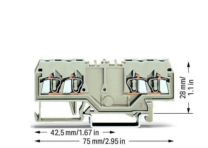 Wago 280-995 4-пров. двухпотенциальная клемма, 0,08 - 2,5 мм2, Ex e II, серая