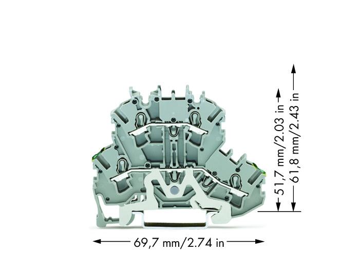 Wago 2002-2227 2-уровн. клемма, 0,25 - 2,5 (4) мм2, серая, L/PE