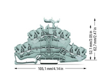 Wago 2002-2431 2-уровн. клемма, 0,25 - 2,5 (4) мм2, 4-пров., серая, L/L