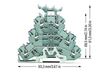 Wago 2002-3248 3-уровн. клемма, 0,25 - 2,5 (4) мм2, серая Shield/N/L