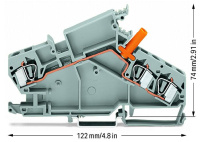 Wago 282-866 3-пров. проходной клеммник, 0,2 - 6 мм2, 1 тестовый штеккер