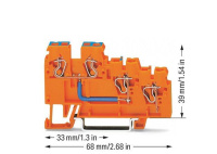 Wago 270-564 Клемма 3-пр. датчика, 2,5 мм2, оранжевая