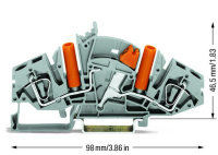 WAGO 282-821 2-пров. клеммник с размыкателем, 0,2 - 6 мм2, 2 тестовых штеккера, цвет: Серый