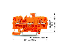 Wago 2002-1672 2-пров. клеммник с размыкателем, 0,25 - 2,5 (4) мм2, оранжевый