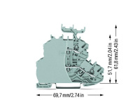 Wago 2000-2231/099-000 2-Уровн. Клемма, 0,14 - 1 (1,5) мм2, серая с торц. пластиной