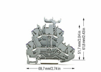 Wago 2002-2238 2-уровневая клемма, 2,5 (4) мм2, L, держ. марк., серая