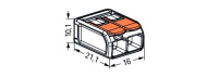 Wago 221-612 2-проводная клемма, d: 0,5-6 мм2, прозр. корпус, оранж. рычаг
