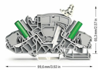 Wago 2007-8811/044-000 2-пров. клеммник с размыкателем, 0,5 - 6 (10) мм2, серый