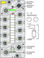 WAGO 767-3801 8-кан. модуль дискретного ввода, 24 VDC, 8 x M8, светло-серый