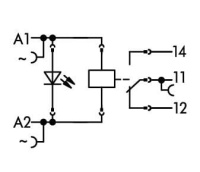 WAGO 788-508 Реле на дин-рейку, IN 220 AC, OUT 250 V, 16A, 1 п.к., AgNi 90/10