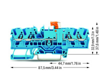 Wago 2002-1874 4-пров. клеммник с размыкателем, 0,25 - 2,5 (4) мм2, синий