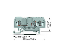 WAGO 279-673/281-410 3-пров. клемма с диодом, 0,08 - 1,5 мм2, 1N4007, цвет: Серый